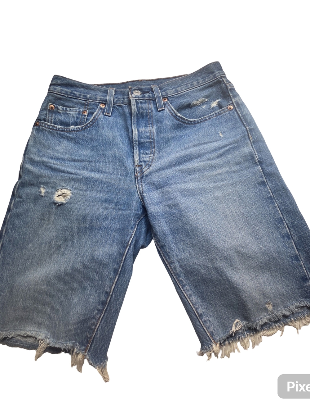 Levi's Blue Distressed Denim Jean Shorts